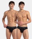 Super Combed Cotton Rib Solid Brief with Ultrasoft Waistband - Black (Pack of 2)