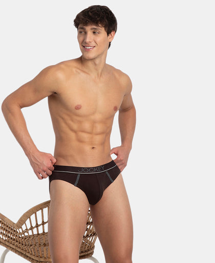Super Combed Cotton Rib Solid Brief with Ultrasoft Waistband - Brown