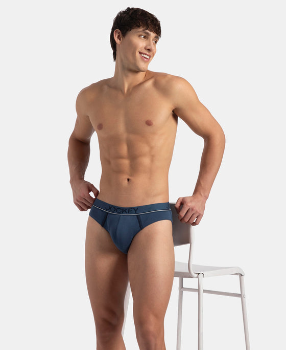 Super Combed Cotton Rib Solid Brief with Ultrasoft Waistband - Dark Denim