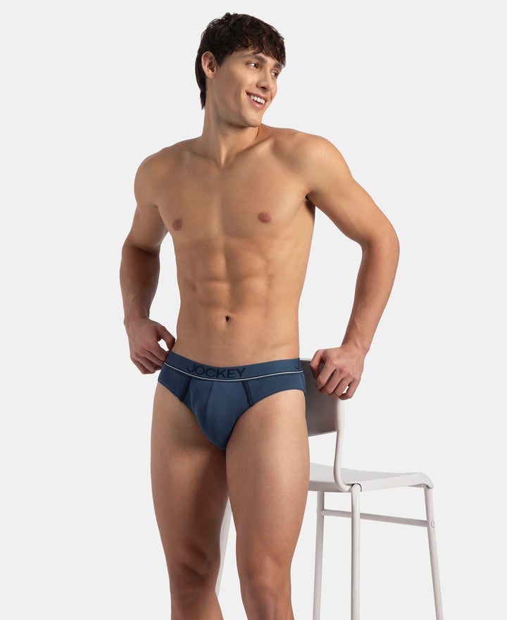Super Combed Cotton Rib Solid Brief with Ultrasoft Waistband - Dark Denim