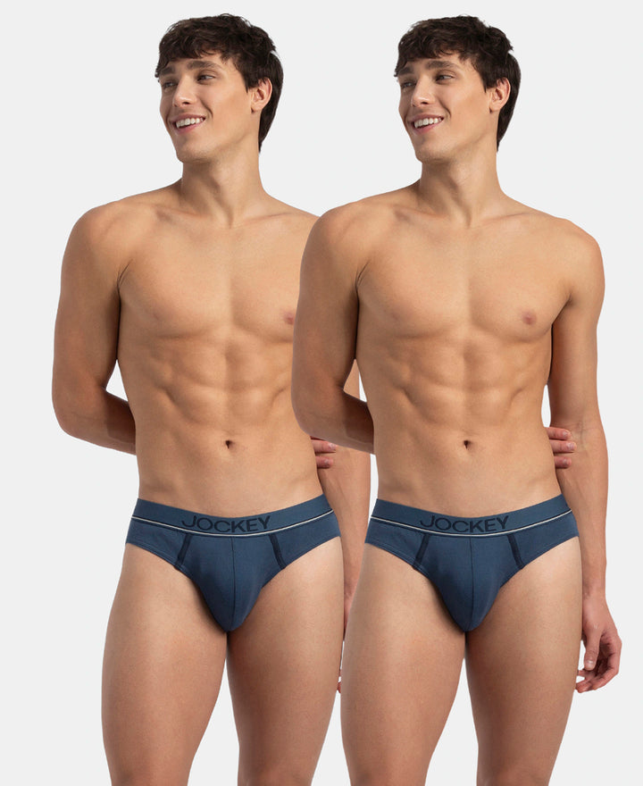 Super Combed Cotton Rib Solid Brief with Ultrasoft Waistband - Dark Denim (Pack of 2)