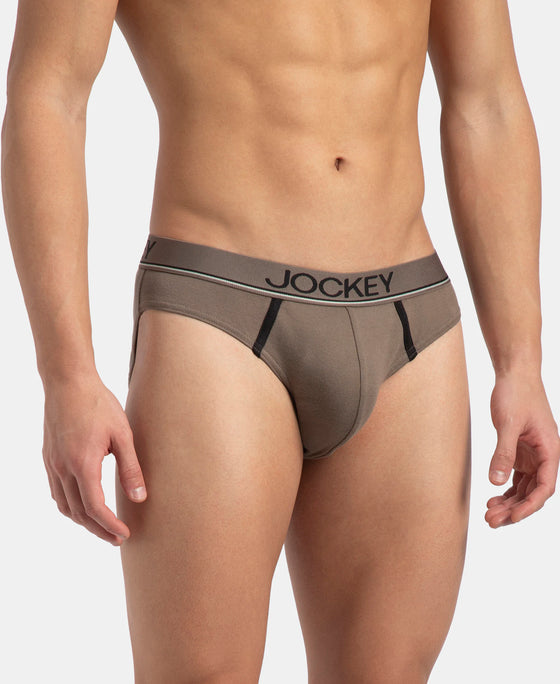 Super Combed Cotton Rib Solid Brief with Ultrasoft Waistband - Dark Khaki (Pack of 2)