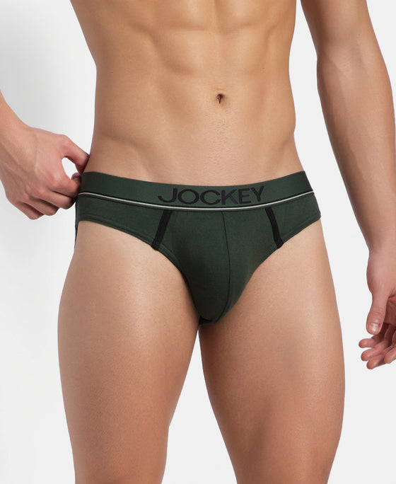 Super Combed Cotton Rib Solid Brief with Ultrasoft Waistband - Deep Forest (Pack of 2)