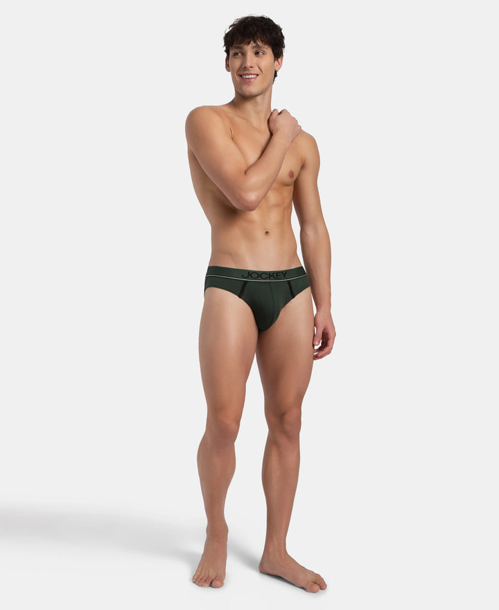 Super Combed Cotton Rib Solid Brief with Ultrasoft Waistband - Deep Forest (Pack of 2)