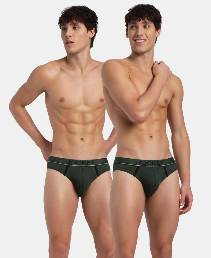 Super Combed Cotton Rib Solid Brief with Ultrasoft Waistband - Deep Forest (Pack of 2)