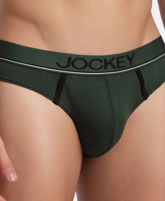 Super Combed Cotton Rib Solid Brief with Ultrasoft Waistband - Deep Forest (Pack of 2)