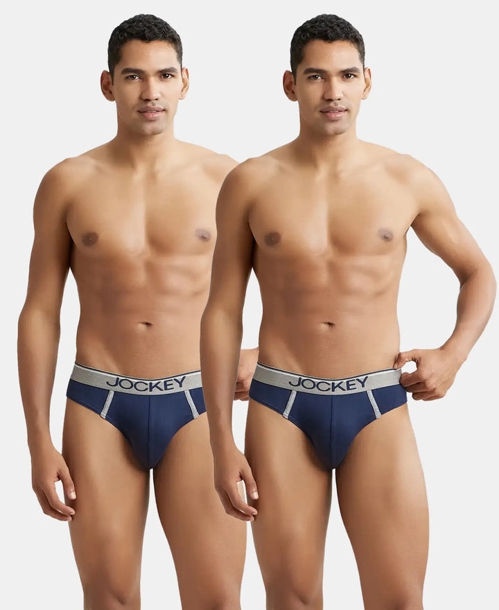 Super Combed Cotton Rib Solid Brief with Ultrasoft Waistband - Deep Navy (Pack of 2)