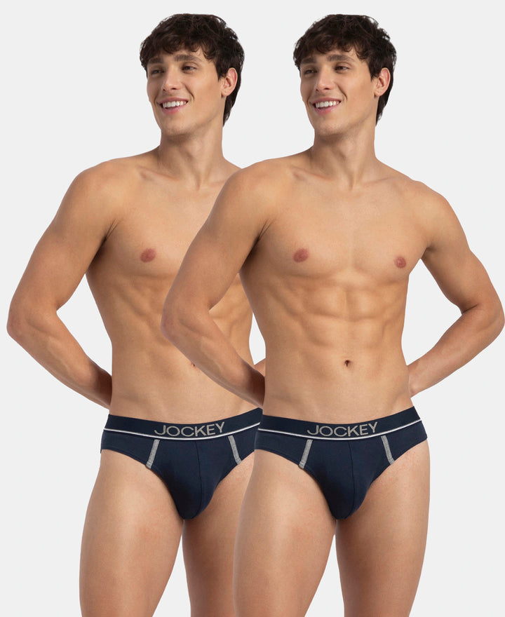 Super Combed Cotton Rib Solid Brief with Ultrasoft Waistband - Deep Navy (Pack of 2)