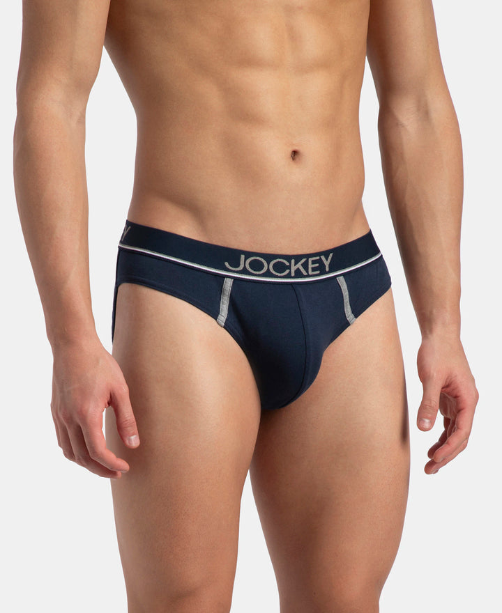 Super Combed Cotton Rib Solid Brief with Ultrasoft Waistband - Deep Navy (Pack of 2)