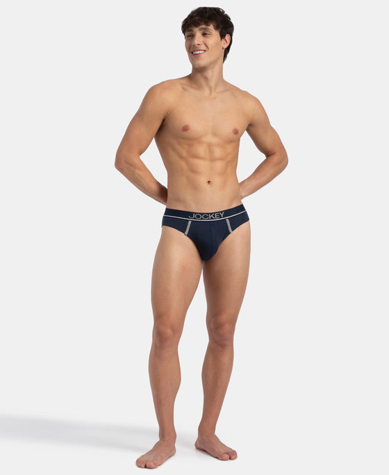 Super Combed Cotton Rib Solid Brief with Ultrasoft Waistband - Deep Navy (Pack of 2)