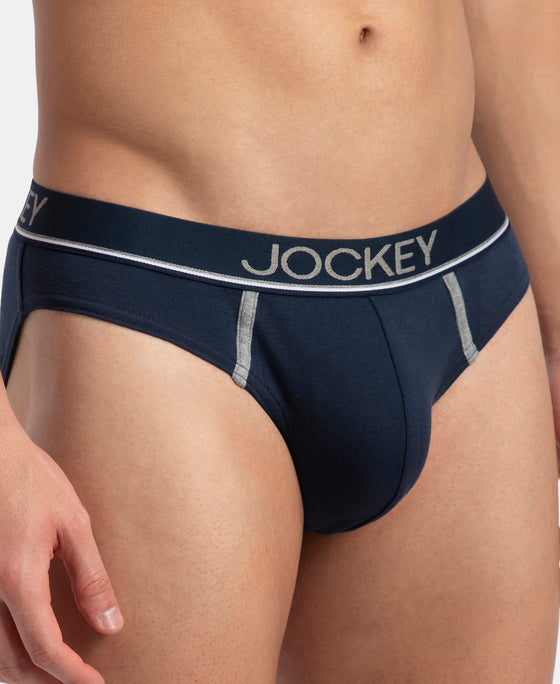 Super Combed Cotton Rib Solid Brief with Ultrasoft Waistband - Deep Navy (Pack of 2)