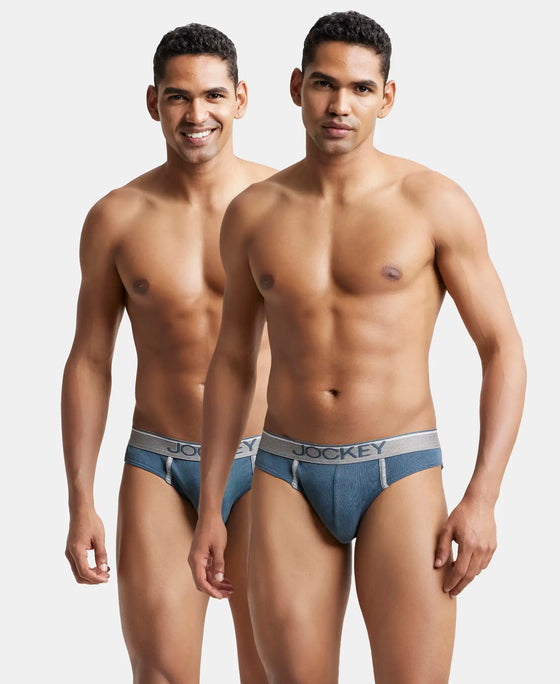 Super Combed Cotton Rib Solid Brief with Ultrasoft Waistband - Deep Slate (Pack of 2)