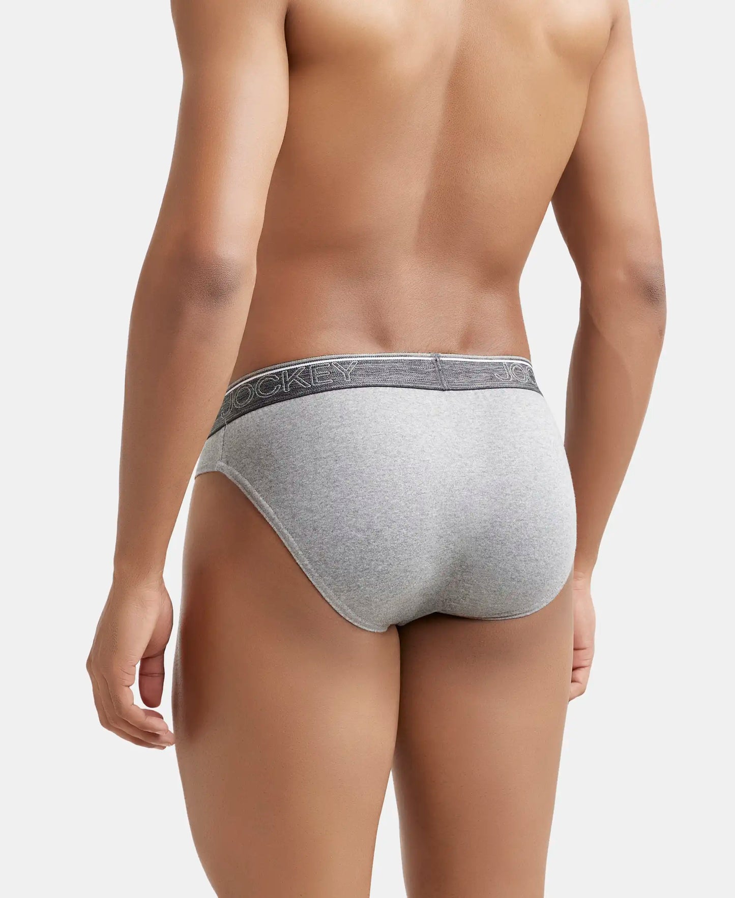 Super Combed Cotton Rib Solid Brief with Ultrasoft Waistband - Grey Melange (Pack of 2)