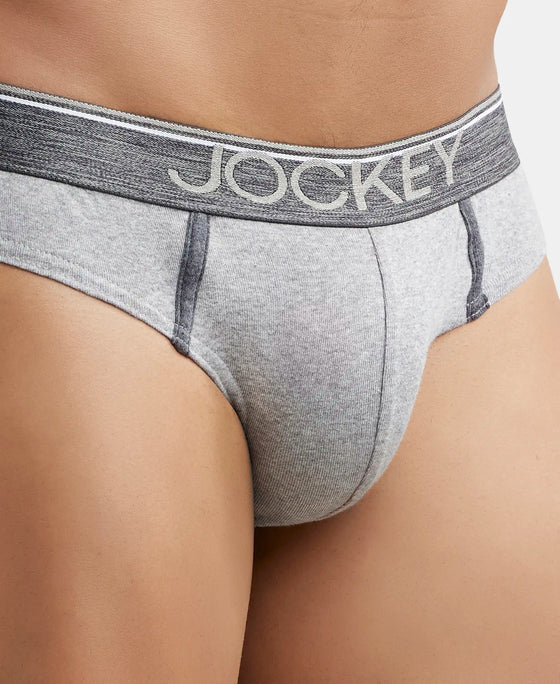 Super Combed Cotton Rib Solid Brief with Ultrasoft Waistband - Grey Melange (Pack of 2)