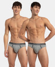 Super Combed Cotton Rib Solid Brief with Ultrasoft Waistband - Grey Melange (Pack of 2)