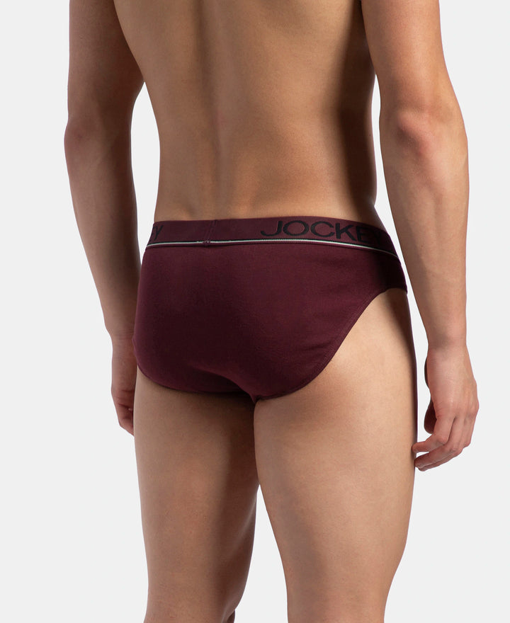 Super Combed Cotton Rib Solid Brief with Ultrasoft Waistband - Port Royale (Pack of 2)