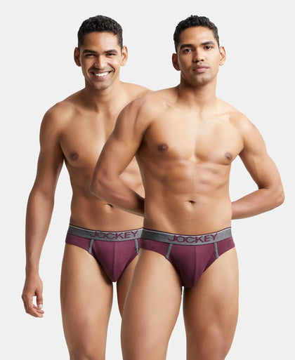 Super Combed Cotton Rib Solid Brief with Ultrasoft Waistband - Wine Tasting (Pack of 2)