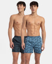 Super Combed Mercerized Cotton Woven Printed Inner Boxers with Ultrasoft and Durable Inner Waistband - Blue Heaven & Deep Slate New (Pack of 2)