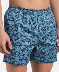 Super Combed Mercerized Cotton Woven Printed Inner Boxers with Ultrasoft and Durable Inner Waistband - Blue Heaven & Deep Slate New (Pack of 2)