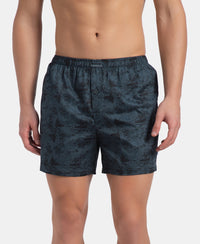Super Combed Mercerized Cotton Woven Printed Inner Boxers with Ultrasoft and Durable Inner Waistband - Blue Heaven & Deep Slate New (Pack of 2)