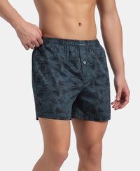 Super Combed Mercerized Cotton Woven Printed Inner Boxers with Ultrasoft and Durable Inner Waistband - Blue Heaven & Deep Slate New (Pack of 2)