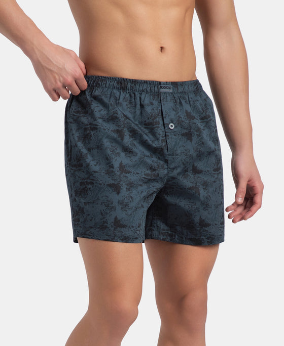 Super Combed Mercerized Cotton Woven Printed Inner Boxers with Ultrasoft and Durable Inner Waistband - Blue Heaven & Deep Slate New (Pack of 2)