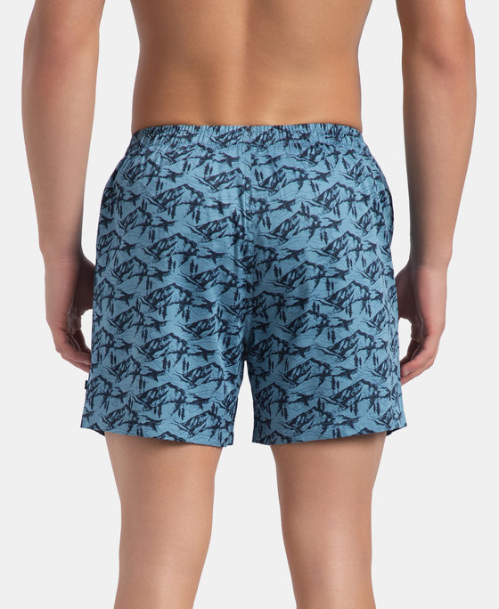 Super Combed Mercerized Cotton Woven Printed Inner Boxers with Ultrasoft and Durable Inner Waistband - Blue Heaven & Deep Slate New (Pack of 2)