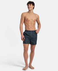 Super Combed Mercerized Cotton Woven Printed Inner Boxers with Ultrasoft and Durable Inner Waistband - Blue Heaven & Deep Slate New (Pack of 2)
