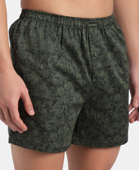 Super Combed Mercerized Cotton Woven Printed Inner Boxers with Ultrasoft and Durable Inner Waistband - Black & Thyme New (Pack of 2)
