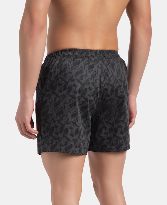 Super Combed Mercerized Cotton Woven Printed Inner Boxers with Ultrasoft and Durable Inner Waistband - Black & Thyme New (Pack of 2)