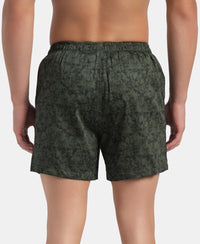 Super Combed Mercerized Cotton Woven Printed Inner Boxers with Ultrasoft and Durable Inner Waistband - Black & Thyme New (Pack of 2)