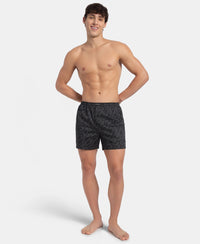 Super Combed Mercerized Cotton Woven Printed Inner Boxers with Ultrasoft and Durable Inner Waistband - Black & Thyme New (Pack of 2)