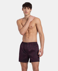 Super Combed Mercerized Cotton Woven Printed Inner Boxers with Ultrasoft and Durable Inner Waistband - Desert Taupe & Mauve Wine (Pack of 2)