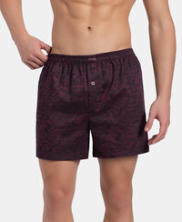 Super Combed Mercerized Cotton Woven Printed Inner Boxers with Ultrasoft and Durable Inner Waistband - Desert Taupe & Mauve Wine (Pack of 2)