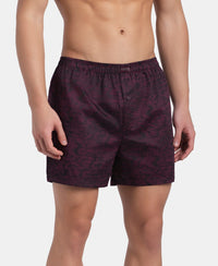 Super Combed Mercerized Cotton Woven Printed Inner Boxers with Ultrasoft and Durable Inner Waistband - Desert Taupe & Mauve Wine (Pack of 2)