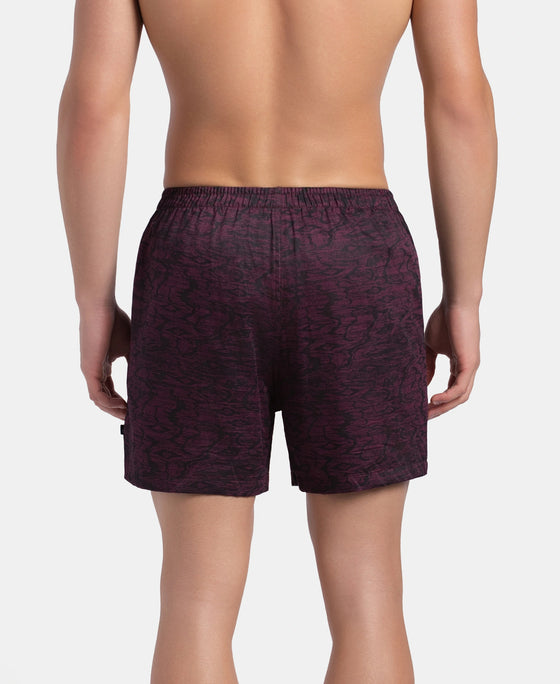 Super Combed Mercerized Cotton Woven Printed Inner Boxers with Ultrasoft and Durable Inner Waistband - Desert Taupe & Mauve Wine (Pack of 2)