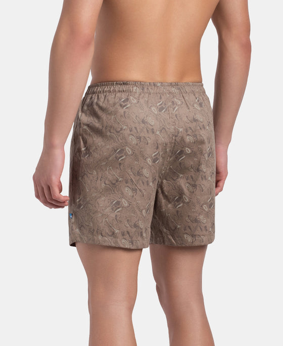 Super Combed Mercerized Cotton Woven Printed Inner Boxers with Ultrasoft and Durable Inner Waistband - Desert Taupe & Mauve Wine (Pack of 2)