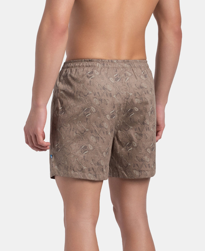 Super Combed Mercerized Cotton Woven Printed Inner Boxers with Ultrasoft and Durable Inner Waistband - Desert Taupe & Mauve Wine (Pack of 2)
