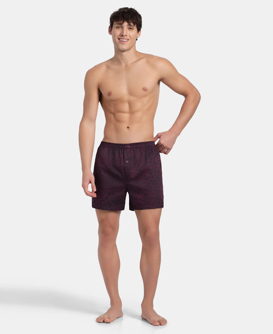 Super Combed Mercerized Cotton Woven Printed Inner Boxers with Ultrasoft and Durable Inner Waistband - Desert Taupe & Mauve Wine (Pack of 2)