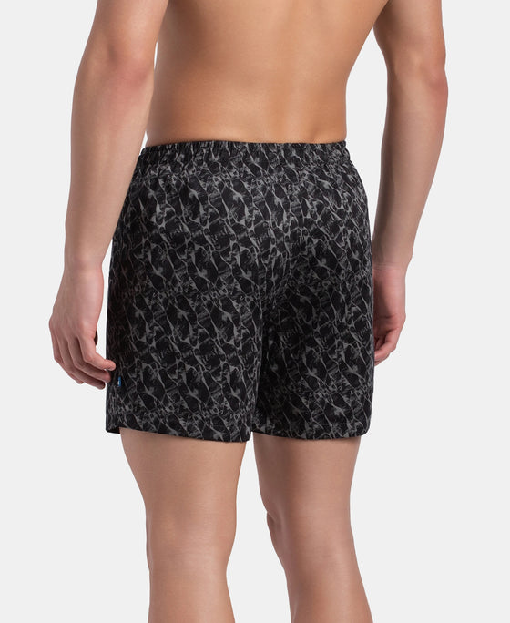 Super Combed Mercerized Cotton Woven Printed Inner Boxers with Ultrasoft and Durable Inner Waistband - Navy & Pewter (Pack of 2)