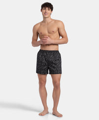 Super Combed Mercerized Cotton Woven Printed Inner Boxers with Ultrasoft and Durable Inner Waistband - Navy & Pewter (Pack of 2)