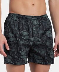 Super Combed Mercerized Cotton Woven Printed Inner Boxers with Ultrasoft and Durable Inner Waistband - Slate & Balsam Green (Pack of 2)