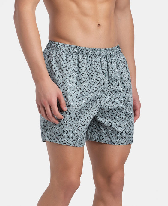 Super Combed Mercerized Cotton Woven Printed Inner Boxers with Ultrasoft and Durable Inner Waistband - Slate & Balsam Green (Pack of 2)