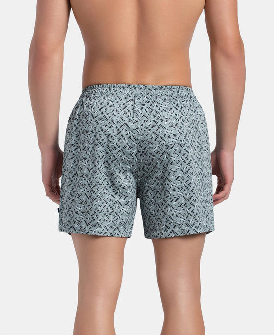 Super Combed Mercerized Cotton Woven Printed Inner Boxers with Ultrasoft and Durable Inner Waistband - Slate & Balsam Green (Pack of 2)