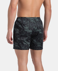 Super Combed Mercerized Cotton Woven Printed Inner Boxers with Ultrasoft and Durable Inner Waistband - Slate & Balsam Green (Pack of 2)