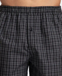 Super Combed Mercerized Cotton Woven Checkered Inner Boxers with Ultrasoft and Durable Inner Waistband - Mauve Wine & Black (Pack of 2)