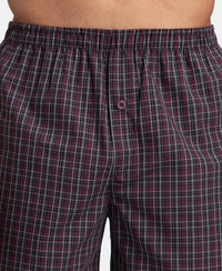 Super Combed Mercerized Cotton Woven Checkered Inner Boxers with Ultrasoft and Durable Inner Waistband - Black & Mauve Wine New (Pack of 2)