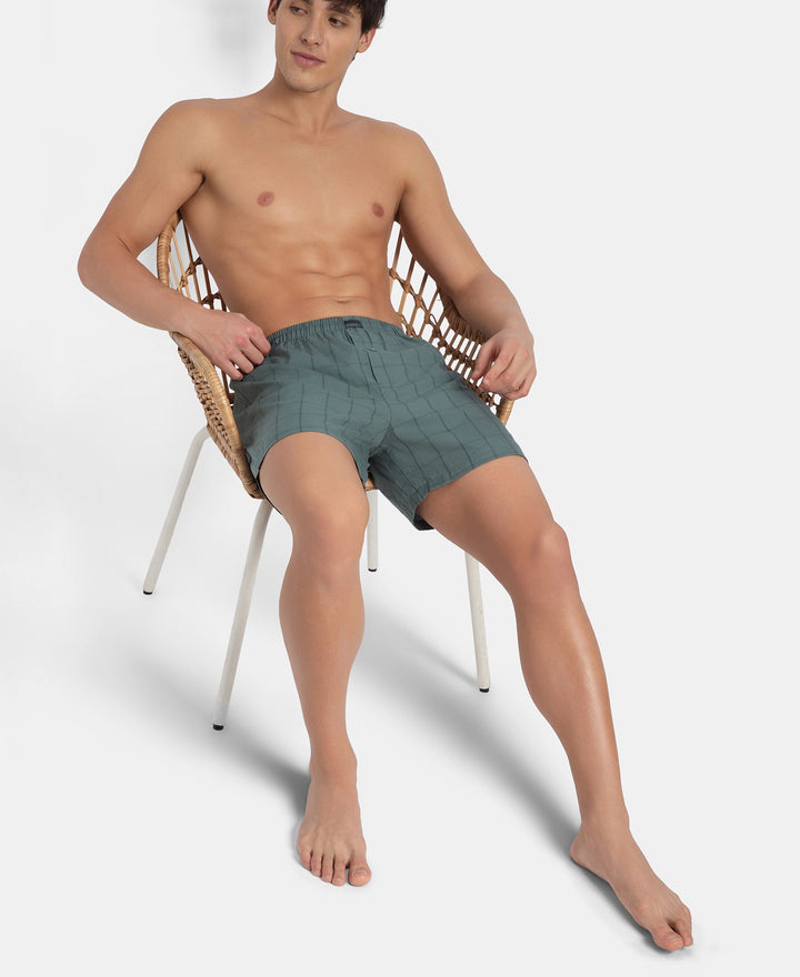 Super Combed Mercerized Cotton Woven Checkered Inner Boxers with Ultrasoft and Durable Inner Waistband - Black & Mauve Wine New (Pack of 2)