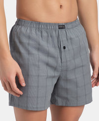 Super Combed Mercerized Cotton Woven Checkered Inner Boxers with Ultrasoft and Durable Inner Waistband - Black & Mauve Wine New (Pack of 2)