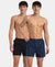 Super Combed Mercerized Cotton Woven Checkered Inner Boxers with Ultrasoft and Durable Inner Waistband - Navy & Pewter (Pack of 2)